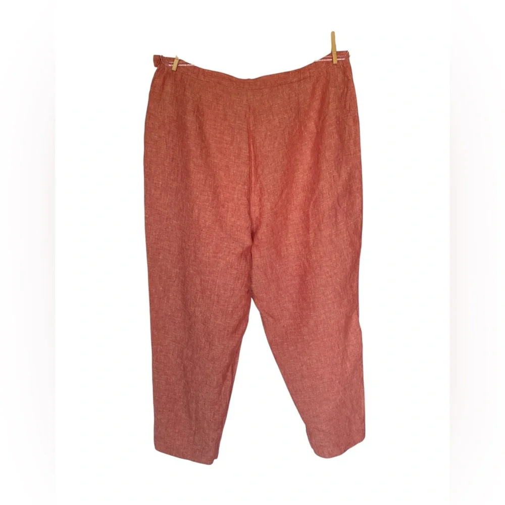 100%‎ Linen Cropped Pants Coral Women’s 1X Plus Size Janine Dray